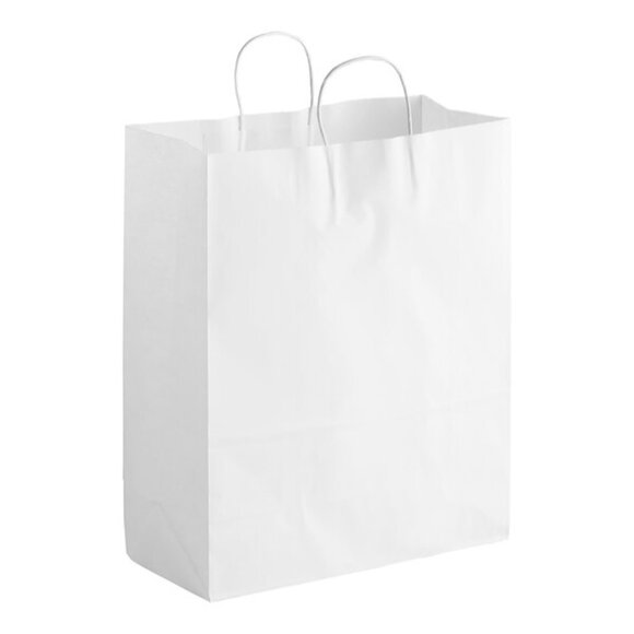 Greenii - 50 White Paper With Handles Kraft 13 * 6 * 15 Party Gift Bags - Picture 1 of 6